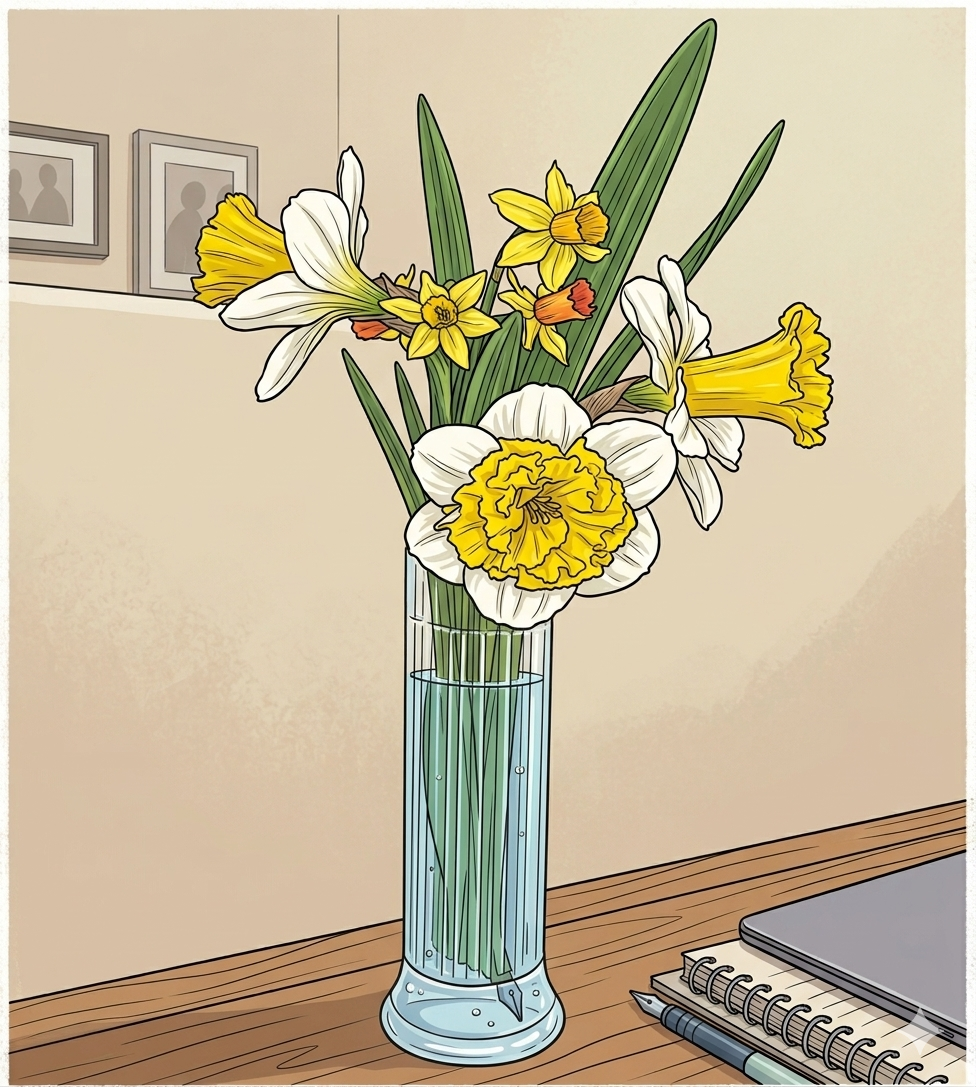 Three different daffodil varieties